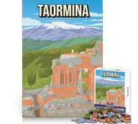 Affiche de Voyage Taormina, Italie, Sicile Puzzle de 1000 pièces pour Adultes Entraînement de la mémoire, Divertissement Calme, Bords précis, Cadeau Parfait (50x75cm)