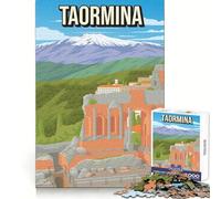 Affiche de Voyage Taormina, Italie, Sicile, Puzzle de 1000 pièces pour Adultes, Stimulation cérébrale, Détente, Assemblage sécurisé, Cadeau de Noël Chaleureux (38x26cm)