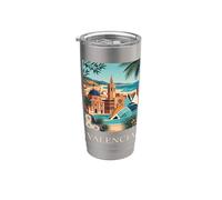 Affiche de voyage Valence Espagne Architecture côtière Gobelet isotherme en acier inoxydable double paroi