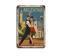 Affiche de voyage vintage Argentine Buenos Aires, plaque en métal, décoration murale rétro pour pub, club, café, bar ou maison, 20 x 30 cm