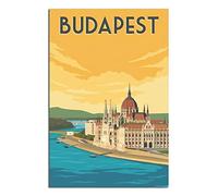 Affiche de voyage vintage avec panorama de Budapest, Hongrie, toile, décoration murale, art, peinture, impression, cadeau, sans cadre, 50 x 60 cm