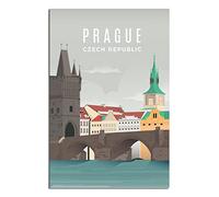 Affiche de voyage vintage avec panorama de Prague en République tchèque, toile, décoration murale, art, peinture, impression, cadeau, sans cadre, 30 x 40 cm
