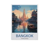 Affiche de Voyage Vintage Bangkok Thaïlande Paysage，Jigsaw Puzzles Puzzle, 1000 Pièces en Papier Adultes Puzzles, Enfants Cerveau IQ Développement Cadeau（50x70cm）-AG31