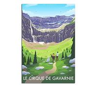 Affiche de voyage vintage Cirque of Gavarnie Pyrénées sur toile - Décoration murale - Art - Peinture - Affiche - Cadeau
