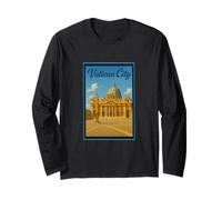 Affiche de voyage vintage Cité du Vatican Rome Italie Art graphique Manche Longue