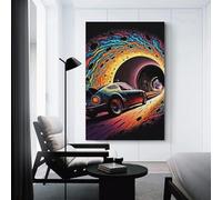 Affiche de voyage vintage « Course autour du trou noir » - Paysage - 30 x 45 cm - Impression sur toile - Décoration murale pour salon, chambre à coucher