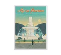 Affiche de Voyage Vintage d'Aix-en-Provence Fontaine,Jigsaw Puzzle 1000 Pièces Puzzle Classique pour Adultes Et Enfants, Compétence Jouets Éducatifs Anniversaire Festival Cadeau(50x70cm)-BN31
