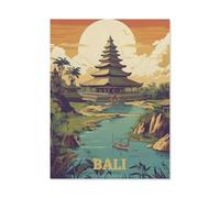 Affiche de Voyage Vintage de Bali en Indonésie，1000 Pièces Puzzle pour Adultes Puzzle Coloré 1000 Pièces Adultes, Puzzles Classiques Puzzle en Papier 1000 Pièces（50x70cm）-AT38