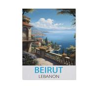 Affiche de Voyage Vintage de Beyrouth au Liban，Puzzle 1000 Pièces, Convient pour Adultes Et Enfants Puzzle À Partir De 8 Ans ， Jeu D'adresse pour La Famille（50x70cm）-BG82