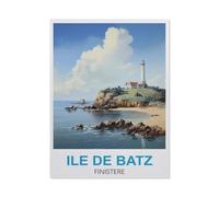 Affiche de Voyage Vintage de l'Ile de Batz Finistère，Puzzle en Papier 1000 Pièce Classique Adultes Puzzles Enfants Apprentissage Assembler des Jouets（38x26cm）-BU8
