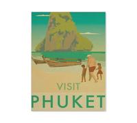 Affiche de Voyage Vintage de l'île de Phuket en Thaïlande,Jigsaw Puzzle 1000 Pièces Puzzles Adultes Enfants Intéressant 1000 Pièces Puzzle Personnalisé Jouets(38x26cm)-BK45