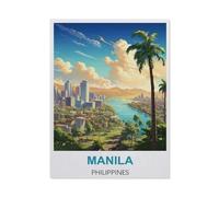 Affiche de Voyage Vintage de Manille aux Philippines，Puzzle Jouets 1000 Pièces Puzzles Puzzle Créatif Jouets Éducatifs Adultes pour Enfants Jeu De Puzzle Adulto（75x50cm）-BH81