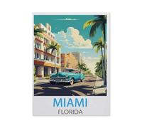 Affiche de Voyage Vintage de Miami Floride,Puzzle en Papier 1000 Pièce Classique Adultes Puzzles Enfants Apprentissage Assembler des Jouets(38x26cm)-AH46