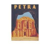 Affiche de Voyage Vintage de Petra en Jordanie，1000 Pièces Puzzles Jeu De Famille Jouet Jeu Éducatif Anti-Stress Défi Difficile Puzzle pour Enfants（50x70cm）-BK59