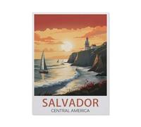 Affiche de Voyage Vintage de Salvador，1000 Pièces Puzzle en Papier Intéressant Puzzle défi Cérébral pour Les Femmes Jouets De Décompression（50x70cm）-AU52