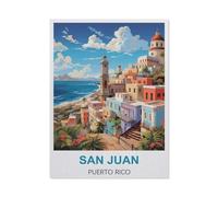 Affiche de Voyage Vintage de San Juan, Porto Rico, Puzzle 1000 pièces pour Adultes, Puzzle Classique pour Enfants, Puzzles stimulants et Difficiles pour Adultes et Adolescents - BI52-38x52cm