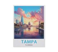Affiche de Voyage Vintage de Tampa en Floride,Bricolage 1000 Pièces Jigsaw Puzzles Éducatif Intellectuel Jouet De Décompression Amusant Jeu De Famille pour Enfants(38x26cm)-BE10