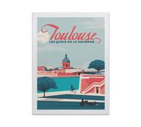 Affiche de Voyage Vintage de Toulouse, France, Quais de la Daurade，1000 Pièces Puzzle en Papier Intéressant Puzzle défi Cérébral pour Les Femmes Jouets De Décompression（38x26cm）-BO32