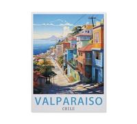 Affiche de Voyage Vintage de Valparaiso au Chili，Puzzles Puzzle en Papier Abstrait 1000 Pièces Adultes Puzzles Haute Difficulté Cadeau d'apprentissage Créatif（38x26cm）-BB24