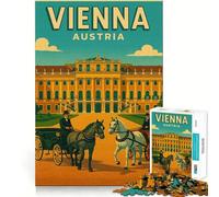Affiche de Voyage Vintage de Vienne,Autriche Puzzle de 1000 pièces,entraînement cérébral Amusant,emboîtement précis,sans espaces,activité de Partage pour Les Proches (38x52cm)