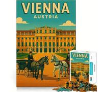 Affiche de Voyage Vintage de Vienne,Autriche Puzzle de 1000 pièces,Jeu créatif et Stimulant,Assemblage Solide,sans pièces détachables,activité idéale pour Partager Un Moment Convivial en Famille