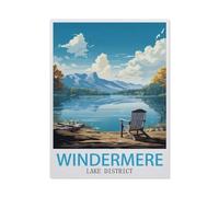 Affiche de Voyage Vintage de Windermere Lake District,Puzzle 1000 Pièces Puzzle en Holz d'impression Haute Définition Défiez Le Problème Stimuler La Créativité Jeu Interactif(75x50cm)-AQ89