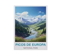 Affiche de voyage vintage des Picos de Europa, Espagne,Peinture par Numero Adulte, Cadeau de Peinture à l'huile de Bricolage numérique pour Enfants Adultes Peindre par Nombre Kits(20x30cm)-BZ40