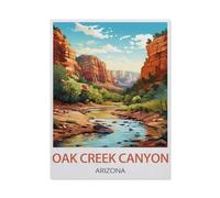 Affiche de Voyage Vintage du Canyon Oak Creek en Arizona，Adultes Puzzle 1000 Pièces pour Adolescents Adultes Jeux De Casse-tête Amusants Puzzle en Bois（75x50cm）-BD88