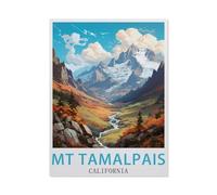 Affiche de Voyage Vintage du Mont Tamalpais en Californie，1000 Pièces Puzzle Défi Cérébral pour Enfants Bricolage Cadeau Amusant Jeu D'intérieur Décor À La Maison（38x26cm）-BB31