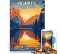 Affiche de Voyage Vintage du Parc National de Yosemite,Puzzle de 1000 pièces,entraînement cérébral Amusant,pièces précises et sans Couture,Passe-Temps Fascinant pour Les Moments de détente (38x26cm)