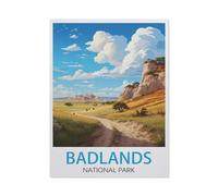 Affiche de Voyage Vintage du Parc National des Badlands，Puzzle 1000 Pièces Puzzle en Papier d'impression Haute Définition Défiez Le Problème Stimuler La Créativité Jeu Interactif（38x26cm）-AL67