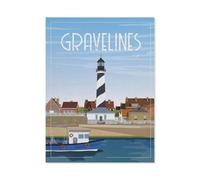 Affiche de Voyage Vintage du Phare de Gravelines en France,Adultes Puzzle 1000 Pièces pour Adolescents Adultes Jeux De Casse-tête Amusants Puzzle en Papier(50x70cm)-BN28