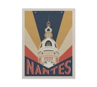 Affiche de Voyage Vintage en France Nantes La Tour Lu，1000 Pièces Puzzle Défi Cérébral pour Enfants Bricolage Cadeau Amusant Jeu D'intérieur Décor À La Maison（38x26cm）-BO51