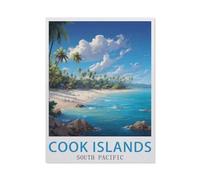 Affiche de Voyage Vintage Îles Cook, Mers du Sud，Jigsaw Puzzle 1000 Pièces Puzzles Adultes Enfants Intéressant 1000 Pièces Puzzle Personnalisé Jouets（38x26cm）-BB5