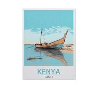Affiche de Voyage Vintage Kenya Lamu,Jigsaw Puzzle 1000 Pièces Puzzles Adultes Enfants Intéressant 1000 Pièces Puzzle Personnalisé Jouets(38x26cm)-AV85