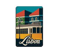 Affiche de voyage vintage Lisbonne, plaque en métal rétro, peinture sur fer, pour bar, garage, café, salle de jeux, décoration murale 15 x 30 cm