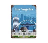 Affiche de voyage vintage Los Angeles USA Plaque en étain Vintage Métal Pub Club Café Bar Maison Décoration murale Affiche Rétro 20x30cm