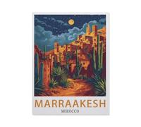 Affiche de Voyage Vintage Marrakech Maroc，1000 Pièces, Jouet De Puzzle en Papier d'art Abstrait, Jeu De Famille Difficulté Défi Puzzle（50x70cm）-AV84