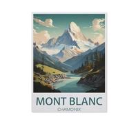 Affiche de Voyage Vintage Mont Blanc Chamonix，Jigsaw Puzzle 1000 Pièces Puzzles Adultes Enfants Intéressant 1000 Pièces Puzzle Personnalisé Jouets（75x50cm）-AT45