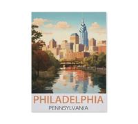 Affiche de Voyage Vintage Philadelphie Pennsylvanie，1000 Pièces Puzzle Défi Cérébral pour Enfants Bricolage Cadeau Amusant Jeu D'intérieur Décor À La Maison（50x70cm）-AI89