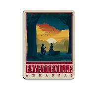 Affiche de voyage vintage « Villes universitaires américaines » - Fayetteville, Arkansas - Plaque en métal style rétro - Décoration murale pour bar, garage, café ou salle de jeux - 15 x 30 cm