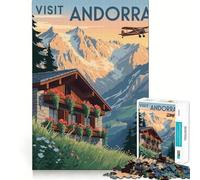 Affiche de Voyage Visitez Andorre Puzzle de 1000 pièces pour Adolescents Activité ludique et stimulante pour Les méninges Taille Uniforme Pièces précises Relaxant Activité de Groupe en intérieur