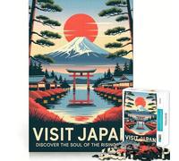 Affiche de Voyage Visitez Le Japon Puzzle de 1000 pièces Jeu créatif et d'habileté Emboîtement Parfait Aucune pièce détachée Activité de Partage et de complicité avec Vos Proches (38x26cm)