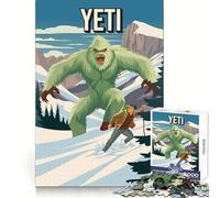 Affiche de Voyage Yeti Cryptid Cryptozoology Puzzle 1000 pièces pour Adultes Détente et mémoire Loisirs Bords Nets Cadeau saisonnier (50x75cm)