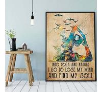 Affiche de yoga « Into Yoga and Nature » « I go to lose my mind and find my soul » - Affiche vintage - Cadeau pour les amateurs de yoga - Décoration murale en métal - 20,3 x 30,5 cm