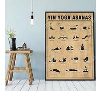 Affiche De Yoga - Yin Yoga Asanas Poster, Yoga Poses Wall Art, Yoga Guide Poster, Practice Yoga from Home, Yoga Sudio Decor Gym Poster Fitness Decor Tableaux Décorations Murales - 50X70Cm