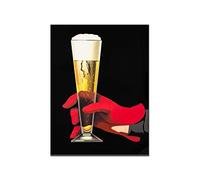 Affiche Decoration Murale 50x70cm Affiches Poster Bière Gants rouges Tenant Un verre à vin Vintage Poster Bière Art moderne toile peinture Photos Maison moderne Illustration pour Decoration murale