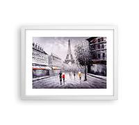 Affiche Decoration Murale Architecture paris eiffle france Moderne Poster Cadre Blanc 40x30cm Deco Affiches Murales Tableau Decoration Salon Chambre Cuisine Wall Art Design Decor P2WAA40x30-2961