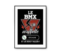 Affiche Décoration murale intérieur BMX m'appelle | Idée Cadeau illustation chambre salon - Poster, Art, Sans cadre | Imprimé en France Format A4
