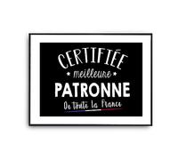 Affiche Décoration murale intérieur certifiée Meilleure Patronne | Idée Cadeau illustation chambre salon - Poster, Art, Sans cadre | Imprimé en France Format A4